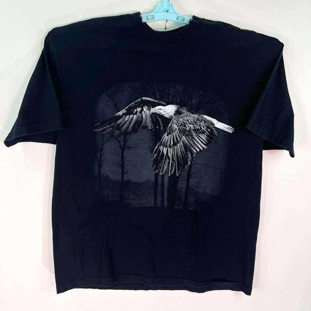 Bald Eagle T Shirt Adult Size XL Black Graphic Tee AAA Tag